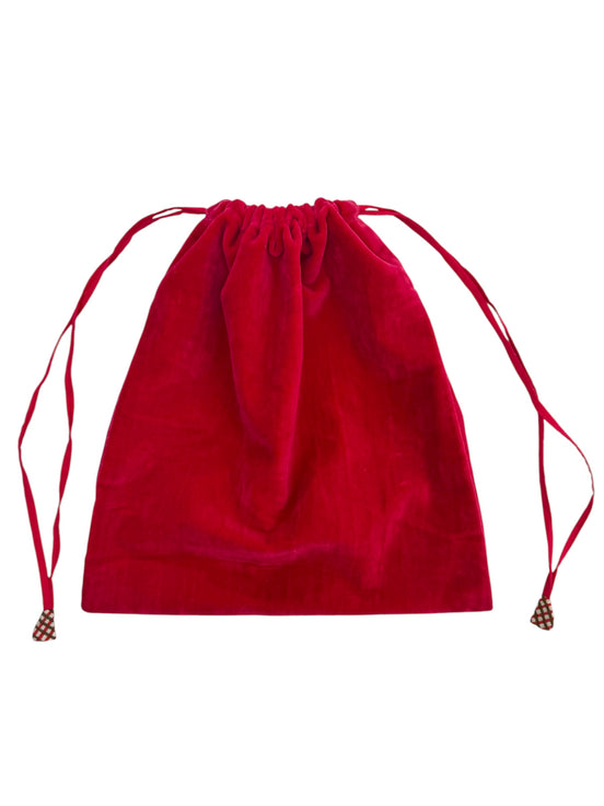 Pink Velvet Drawstring Bag
