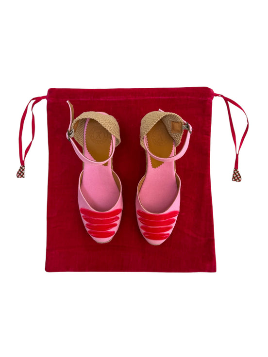 Pink Velvet Drawstring Bag