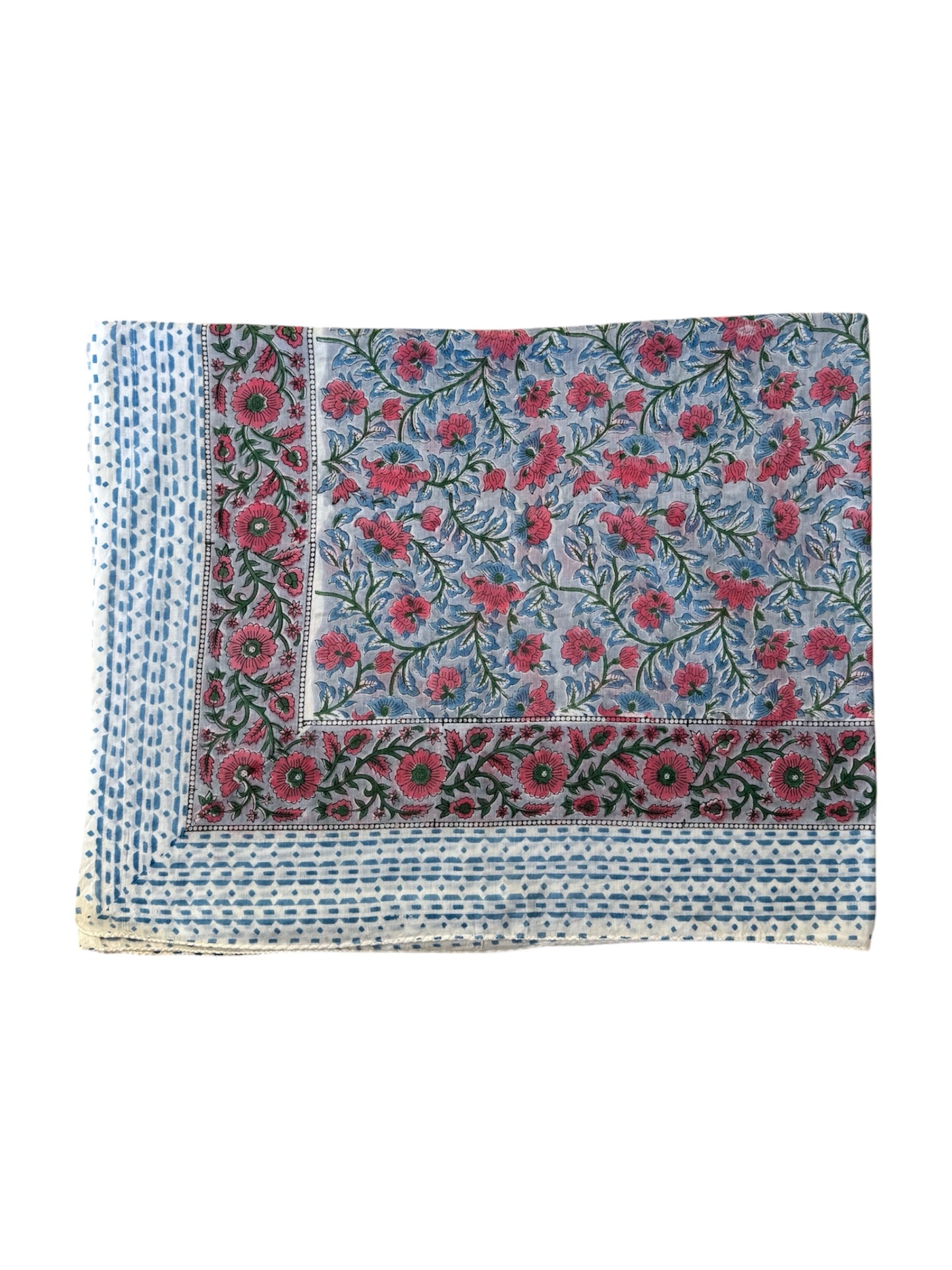 'Pink & Blue Fauna' Hand Block Printed Sarong