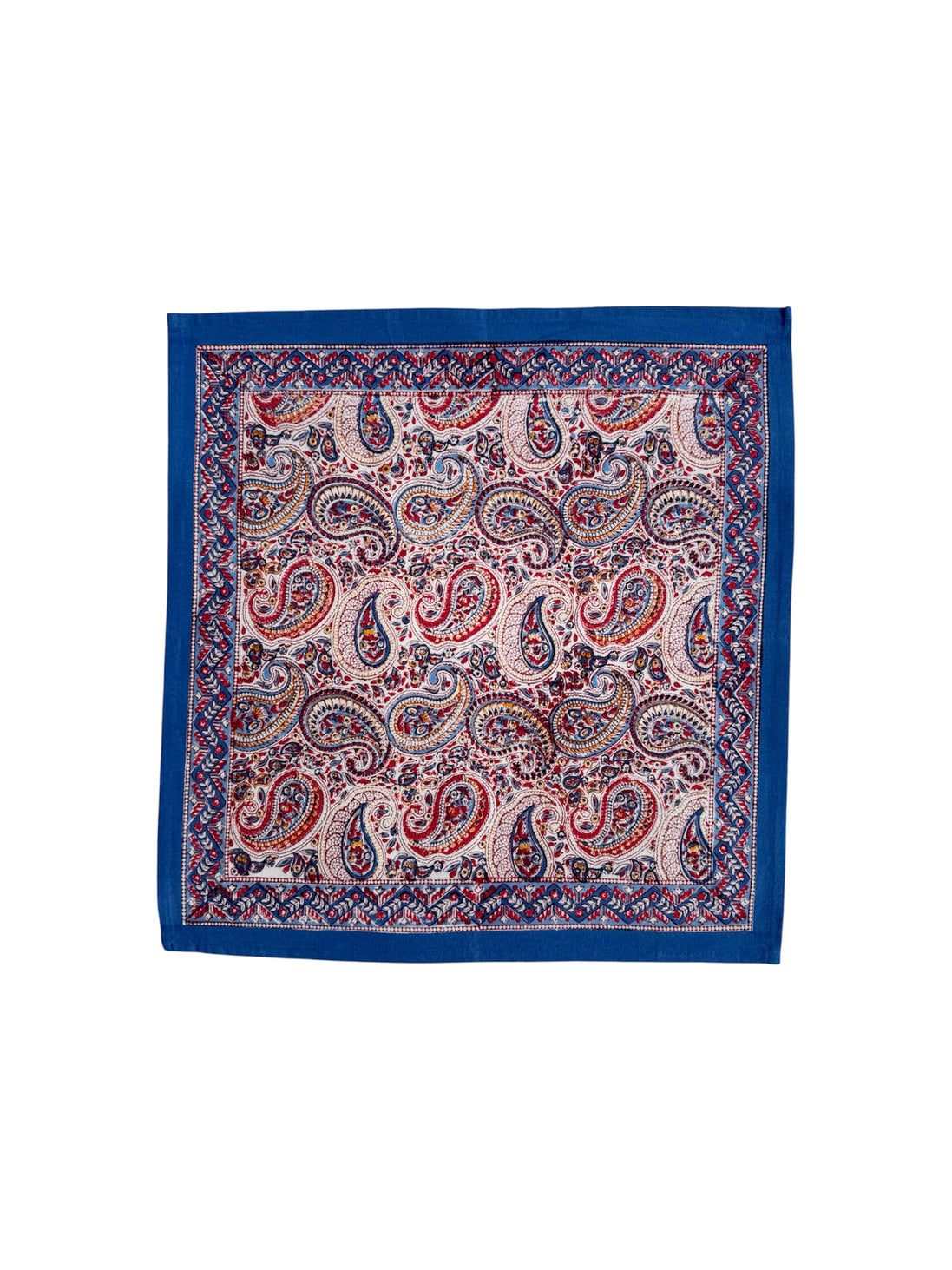 Red & Blue Paisley Block Print Napkins (Set of 4)