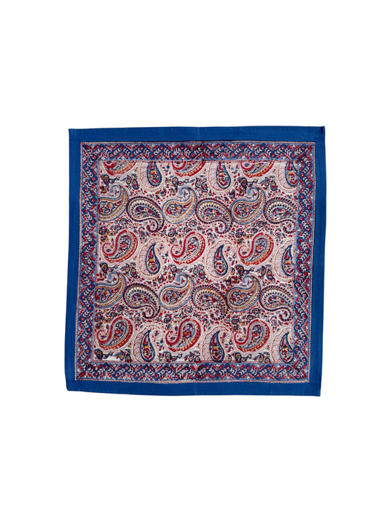 Red & Blue Paisley Block Print Napkins (Set of 4)