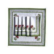 Red & Green Geranium Block Print Napkins (Set of 6)