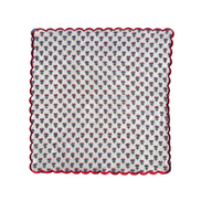 Red Scalloped Provencal Shrub Block Print Napkins (Set of 6)