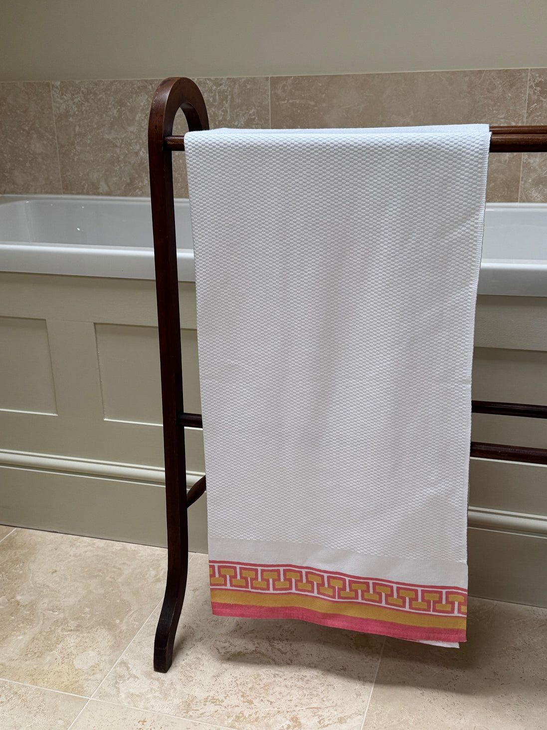 Rhubarb Geometric Cotton Waffle Towel