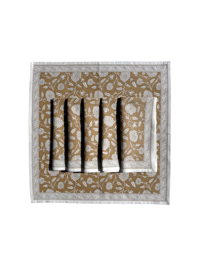 Taupe Fauna Block Print Napkins (Set of 6)