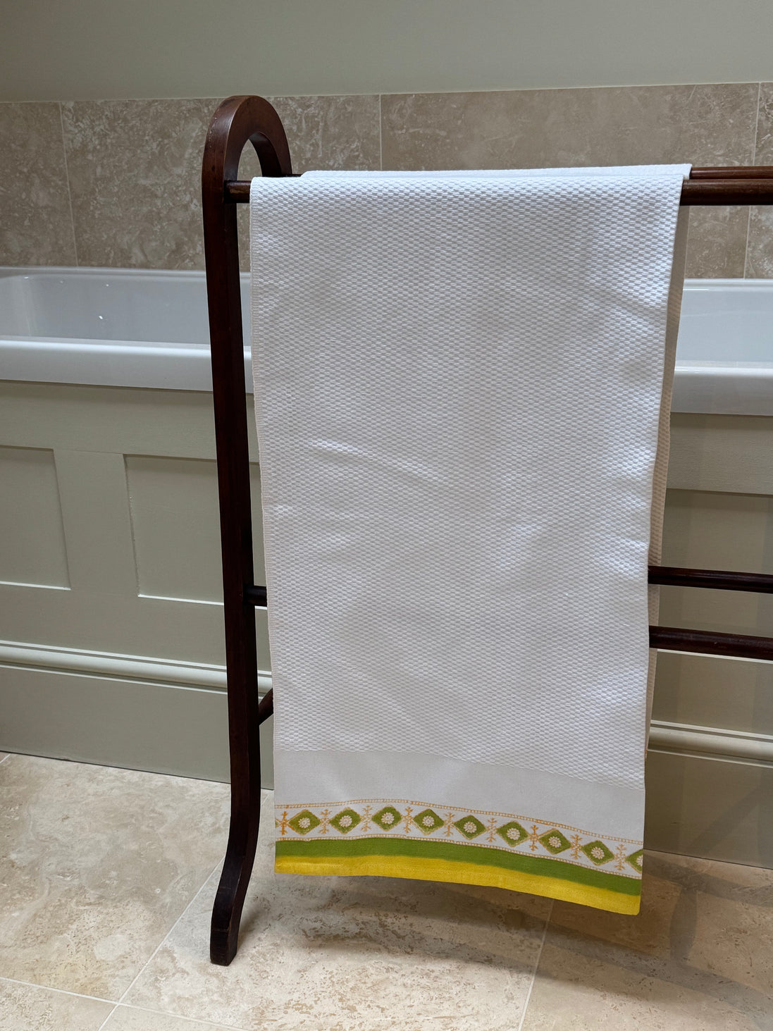 Yellow & Green Diamond Waffle Towel