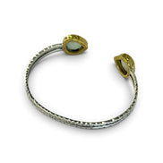 Aqua Chalcedony Silver Adjustable Bangle