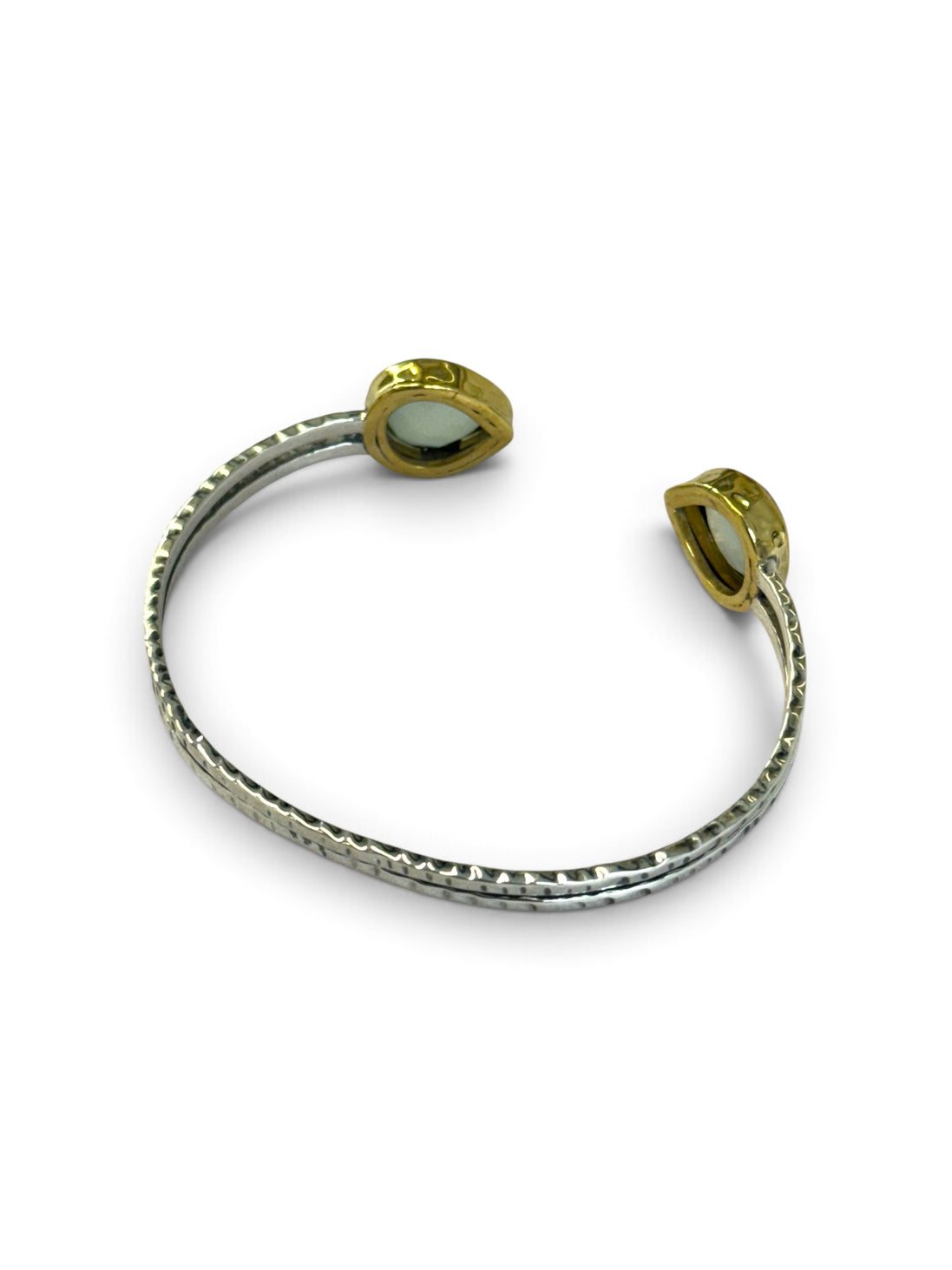 Aqua Chalcedony Silver Adjustable Bangle