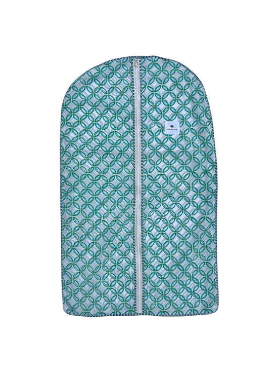 block print dress garment bag