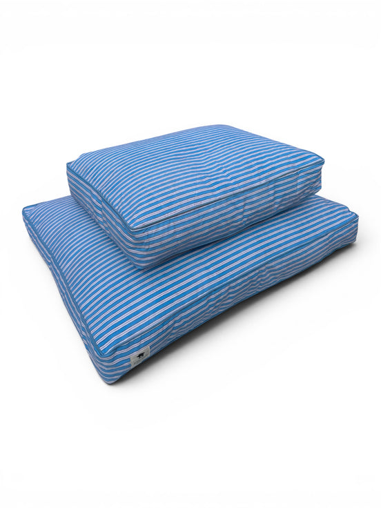 'Blue Stripe' Hand Block Printed Washable Dog Bed
