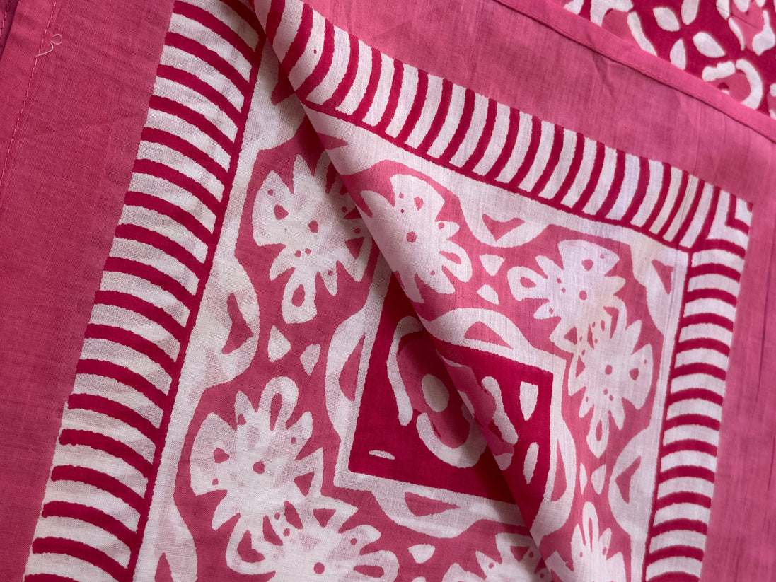 'Pink Patterned' Hand Block Printed Sarong