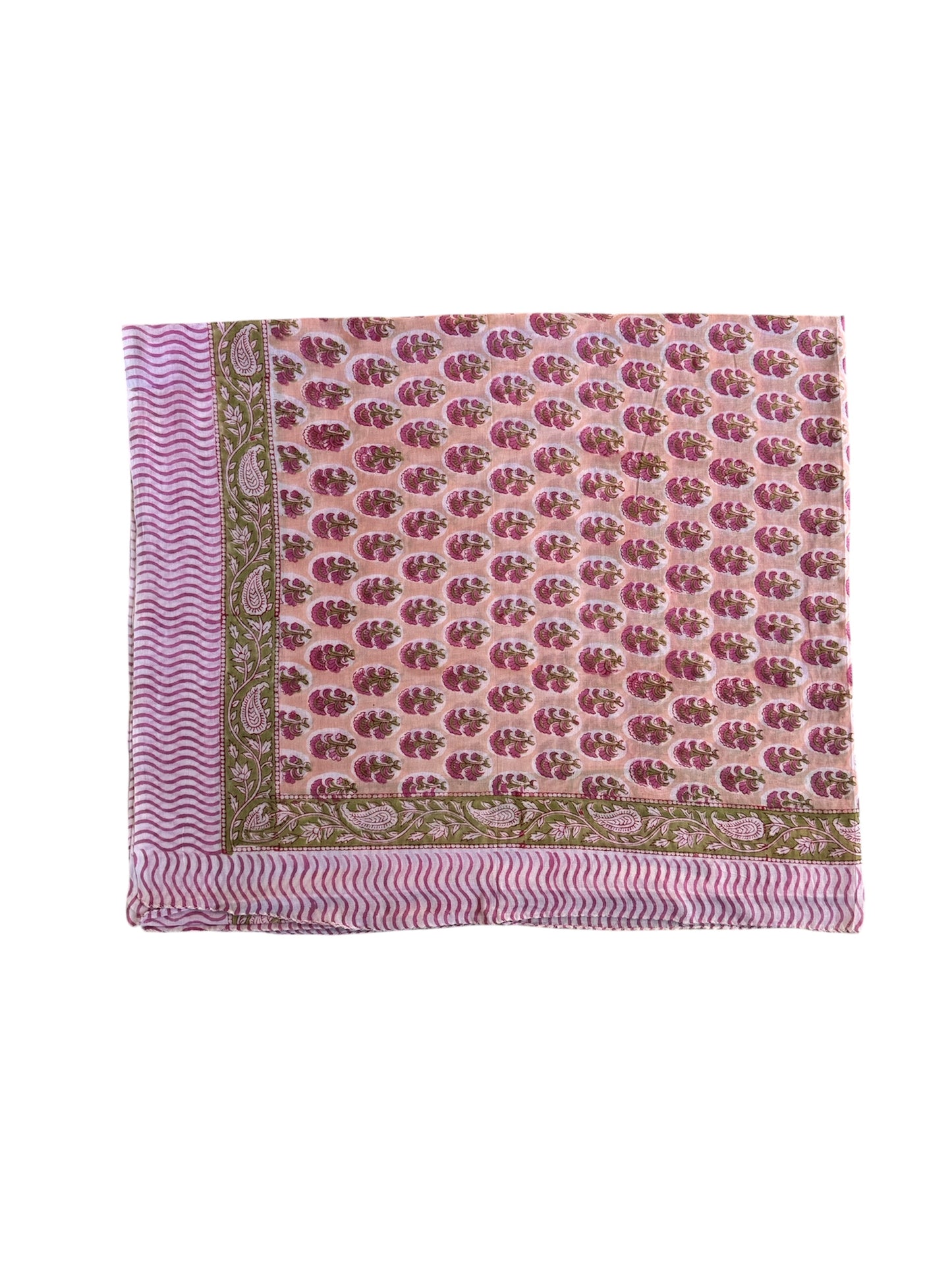'Coral & Pink Flower' Hand Block Printed Sarong