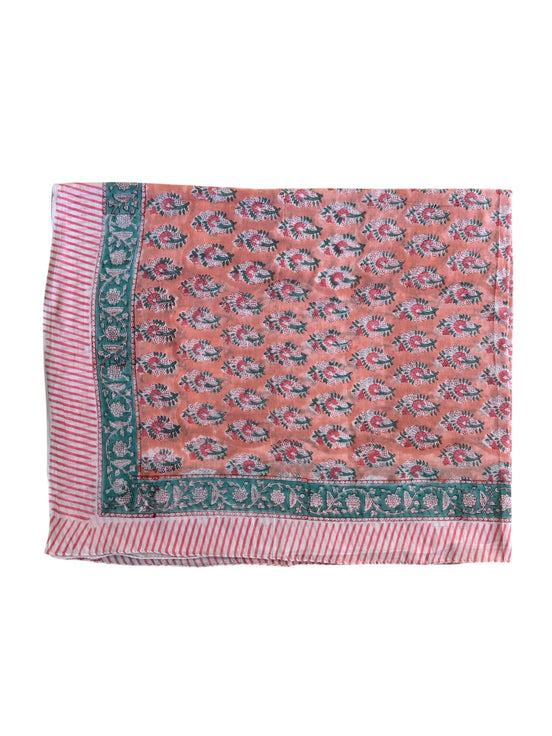 'Coral Paisley' Hand Block Printed Sarong