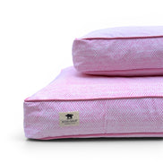 'Pink Herringbone' Hand Block Printed Washable Dog Bed