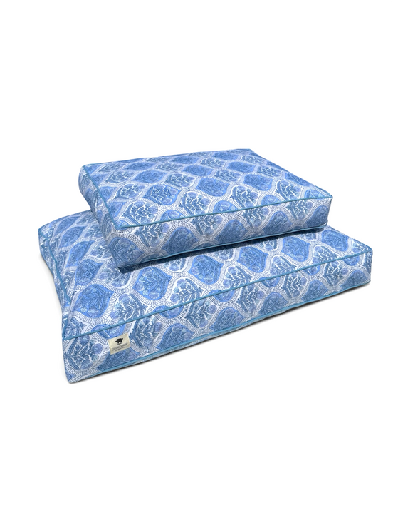 'Blue Shrub' Hand Block Printed Washable Dog Bed