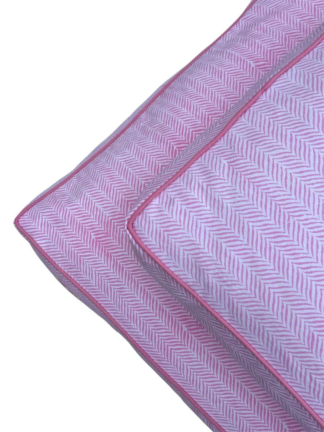 'Pink Herringbone' Hand Block Printed Washable Dog Bed