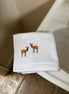 Embroidered face cloth featuring deer design, 100% cotton