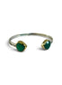 Green Onyx Silver Adjustable Bangle