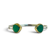 Green Onyx Silver Adjustable Bangle