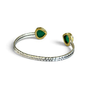 Green Onyx Silver Adjustable Bangle