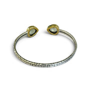 Green Topaz Silver Adjustable Bangle