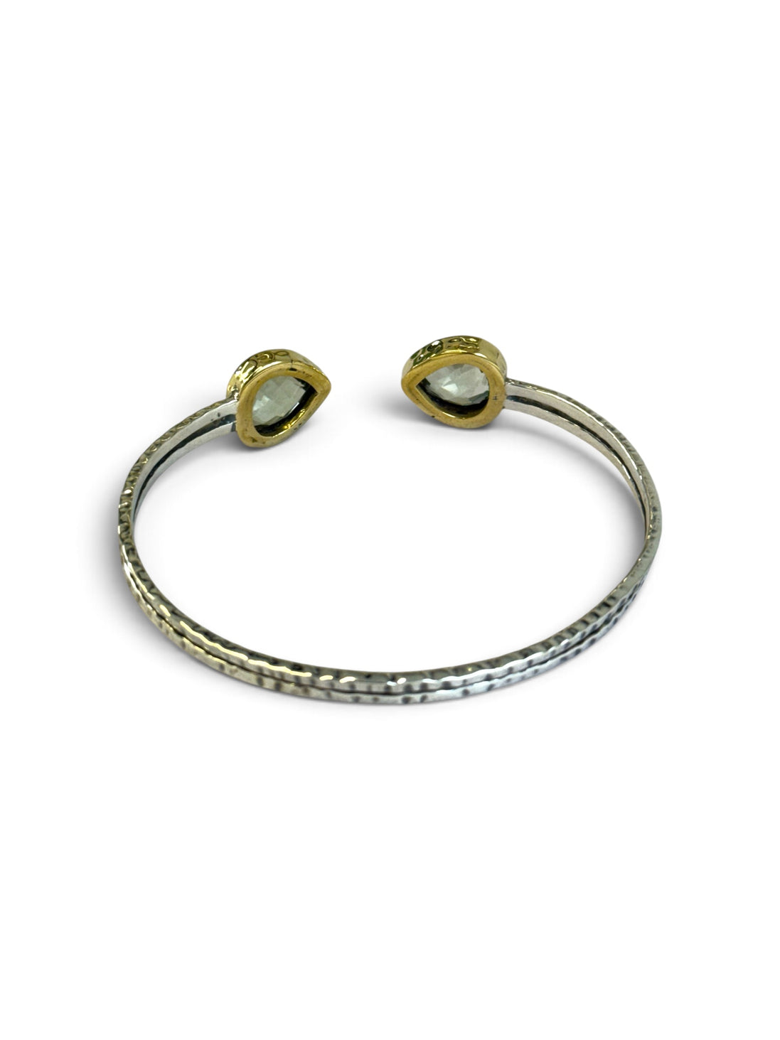 Green Topaz Silver Adjustable Bangle