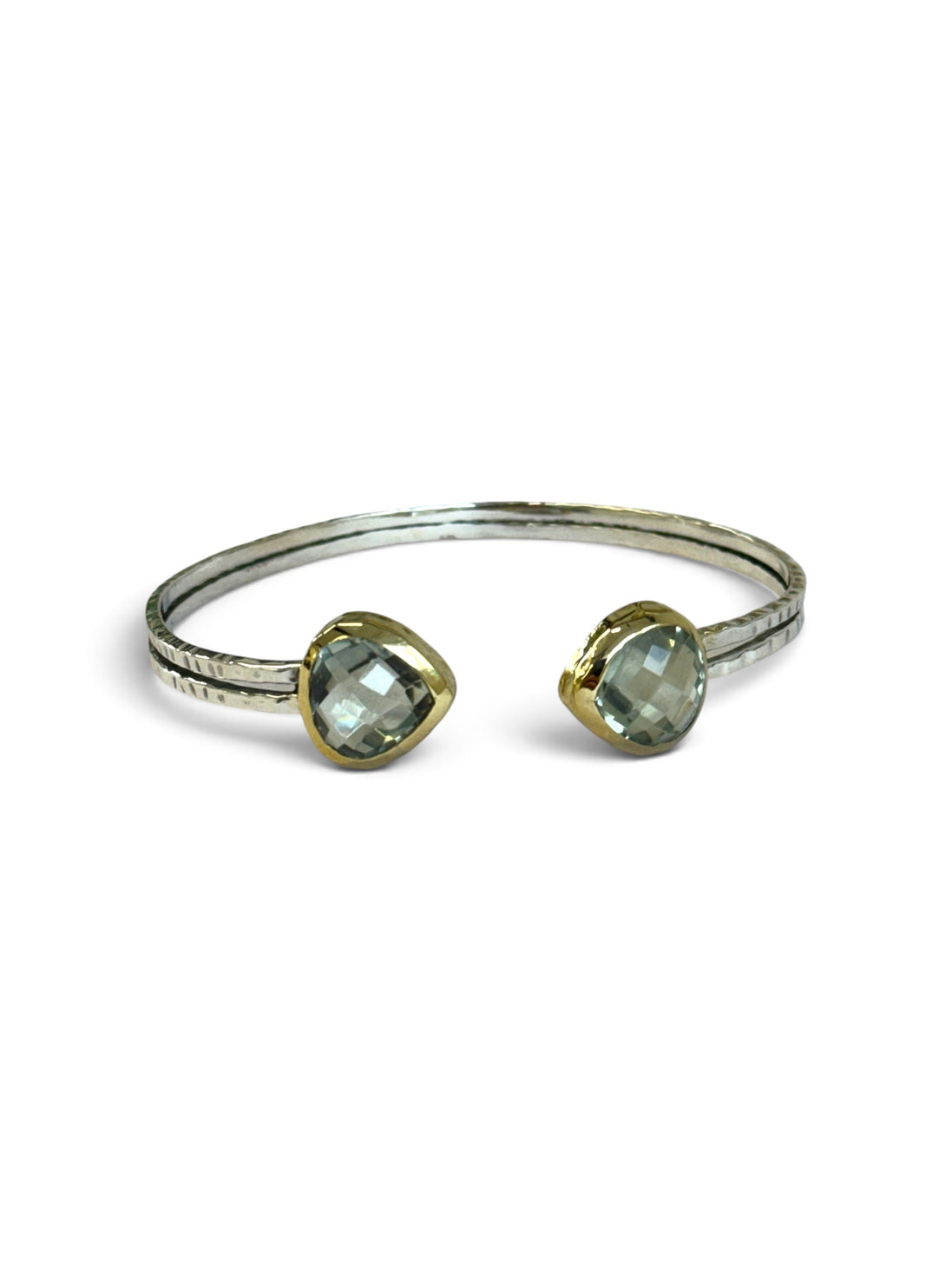 Green Topaz Silver Adjustable Bangle
