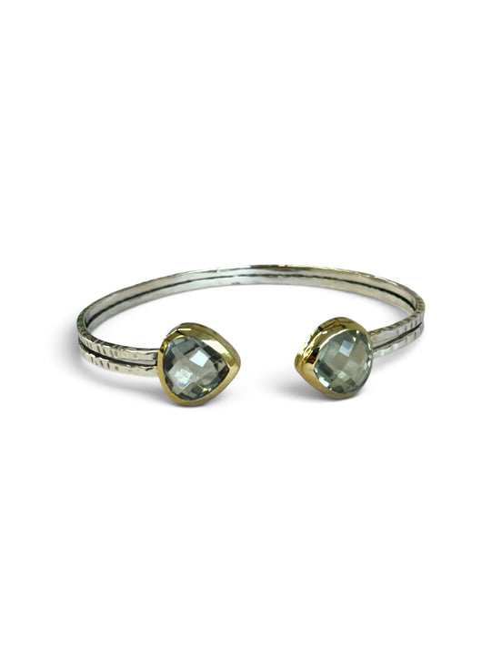 Green Topaz Silver Adjustable Bangle