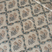 Antiqued Blue & Ochre Shield Bedspread/Quilt