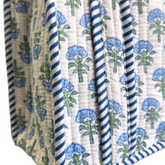Hand block-printed mini tote bag in baby blue shrub print, 100% cotton