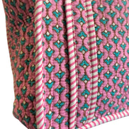 Hand block-printed mini tote bag in pink provence print, 100% cotton