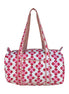 Hand block-printed overnight bag in sienna pink print, 100% cotton