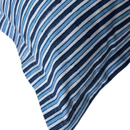 Hand block-printed pillowcase pair in blue stripe print, 100% cotton