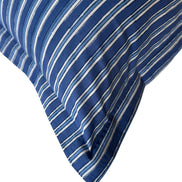 Hand block-printed pillowcase pair in dark blue stripe print, 100% cotton