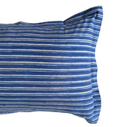 Hand block-printed pillowcase pair in dark blue stripe print, 100% cotton