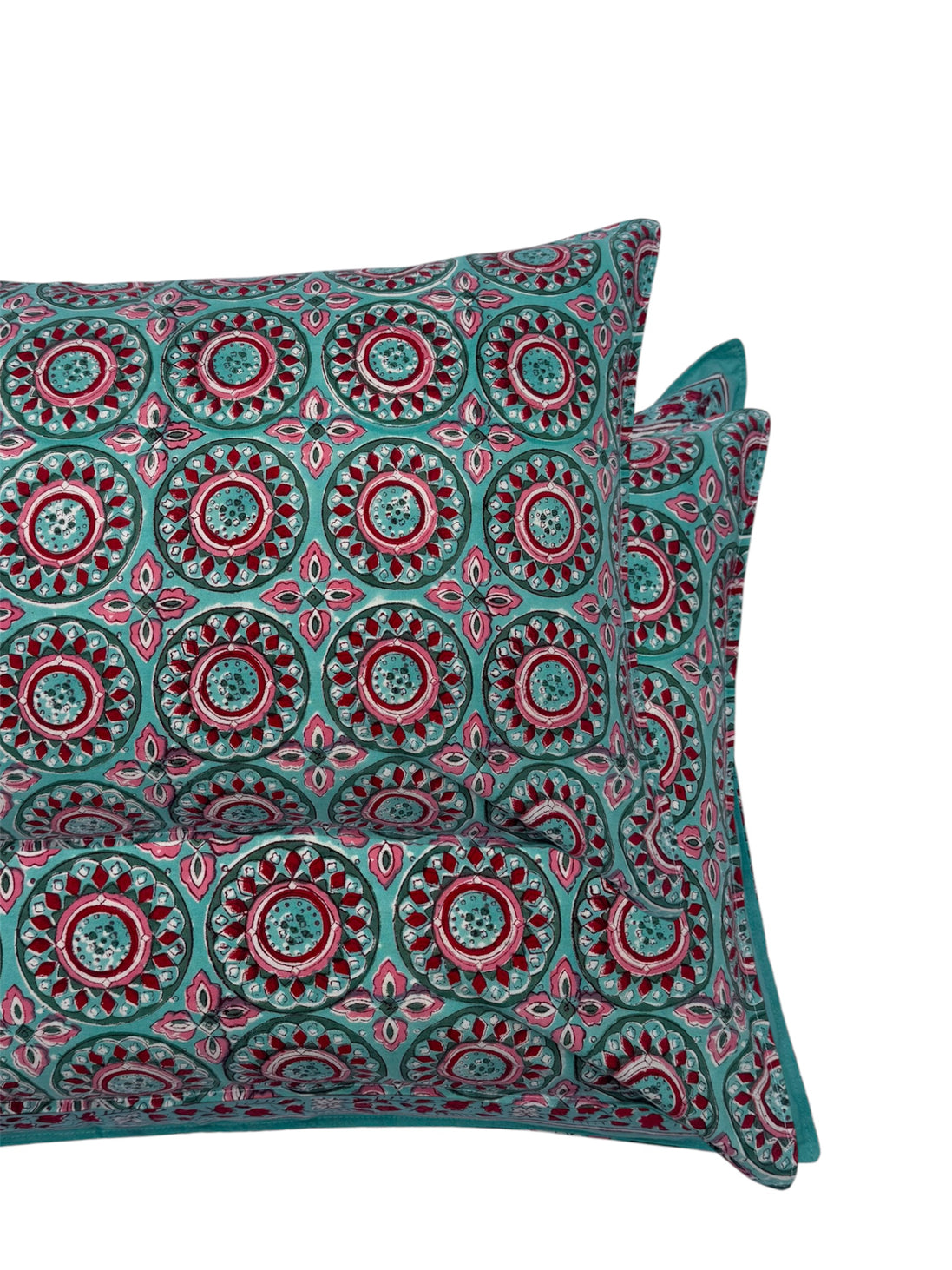 Hand block-printed pillowcase pair in iona pink print, 100% cotton
