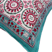 Hand block-printed pillowcase pair in iona pink print, 100% cotton