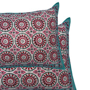 Hand block-printed pillowcase pair in iona pink print, 100% cotton