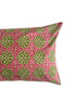 Hand block-printed pillowcase pair in pink & green print, 100% cotton