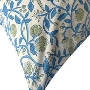 Hand block-printed pillowcase pair in white parrot & strawberry print, 100% cotton