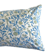 Hand block-printed pillowcase pair in white parrot & strawberry print, 100% cotton