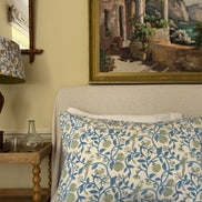 Hand block-printed pillowcase pair in white parrot & strawberry print, 100% cotton