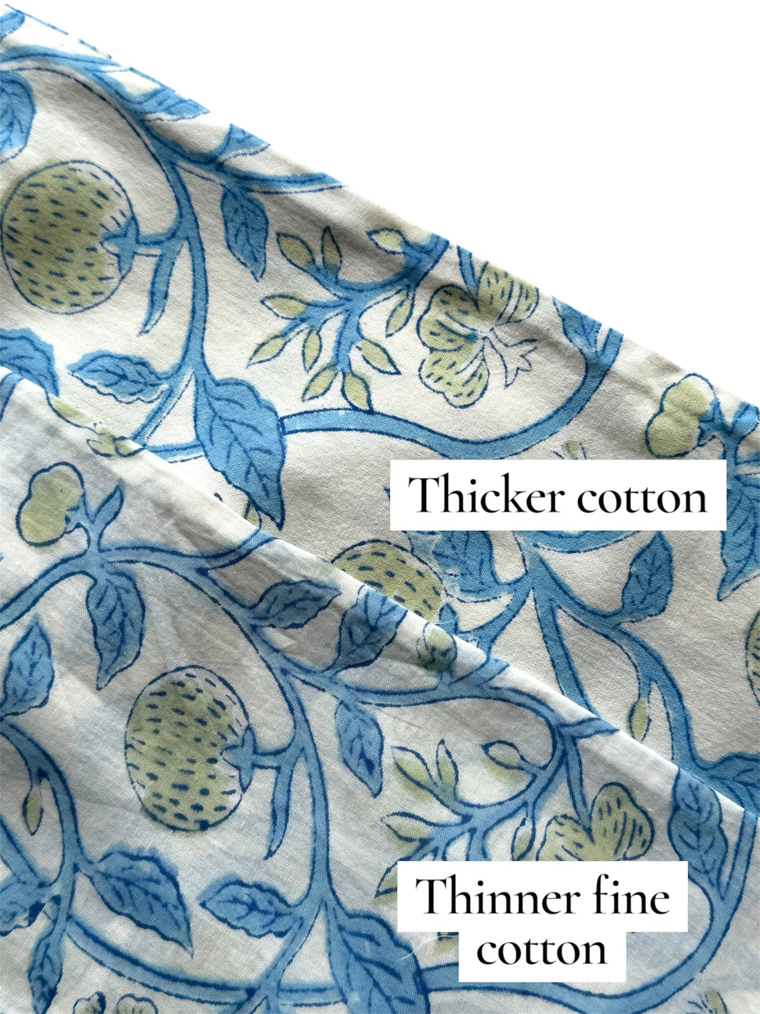 Hand block-printed pillowcase pair in white parrot & strawberry print, 100% cotton
