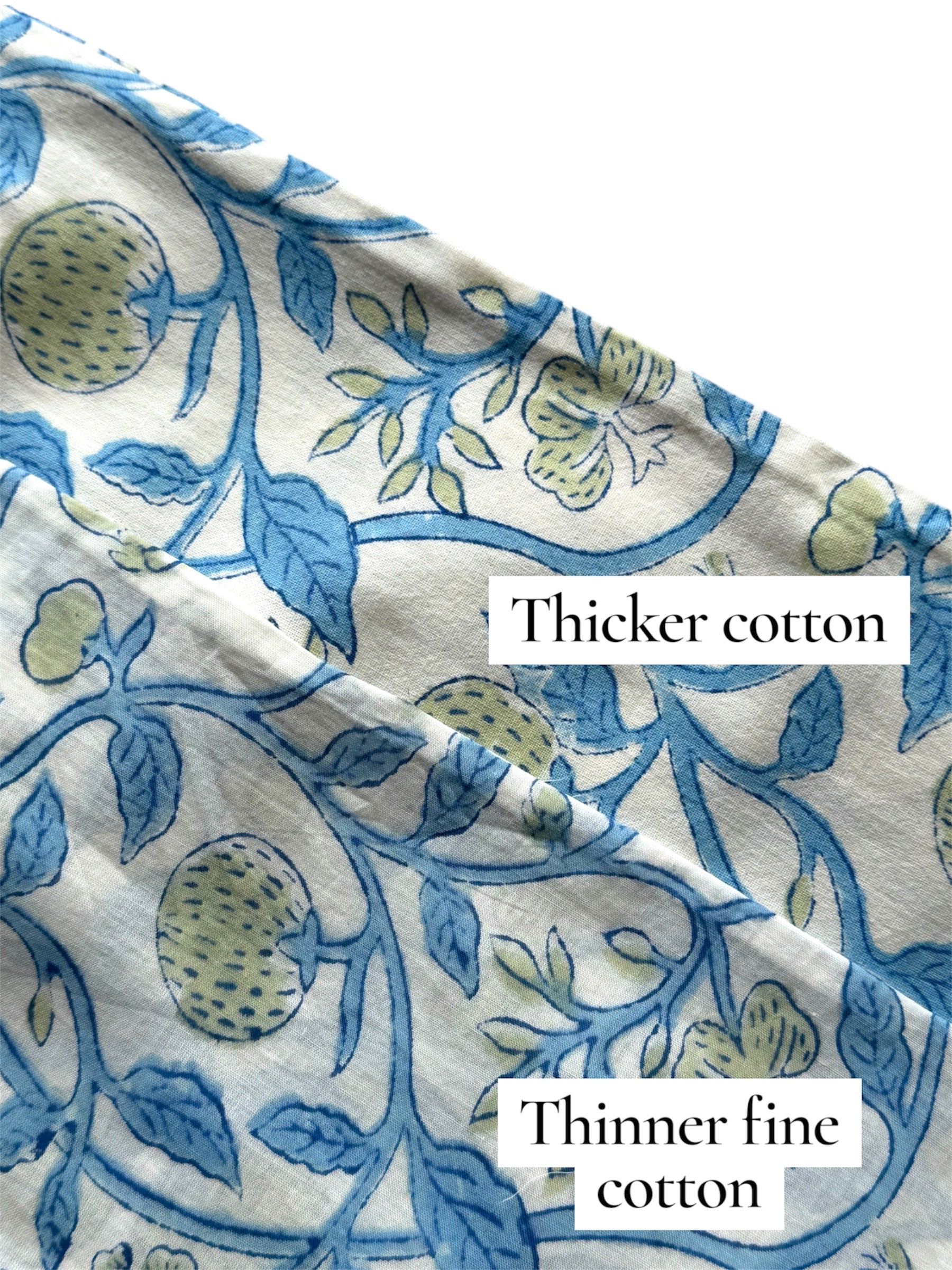 Hand block-printed pillowcase pair in white parrot & strawberry print, 100% cotton