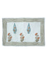 Hand block-printed quilted cushion/pillowcase in orange & blue cypress print, 100% cotton