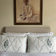 Hand block-printed quilted cushion/pillowcase , 100% cotton