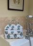 Hand block-printed vanity bag in blue Provençal print, 100% cotton