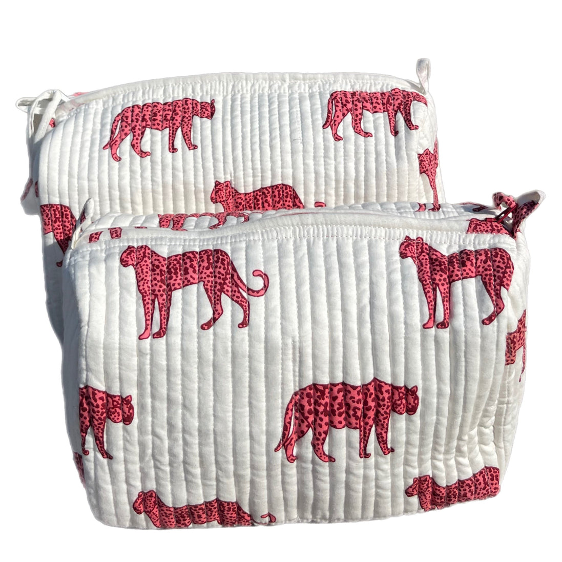 'Pink Leopard' Block Printed Sponge Bag/Washbag