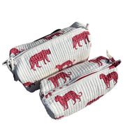 'Pink Leopard' Block Printed Sponge Bag/Washbag