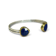 Lapis lazuli adjustable bangle set in 925 silver and brass